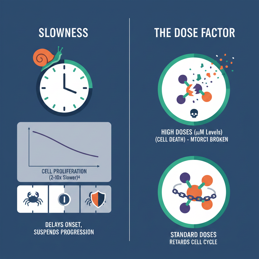 Rapamycin sows the proliferation and inhibited in lower doses compared to chemotherapy
